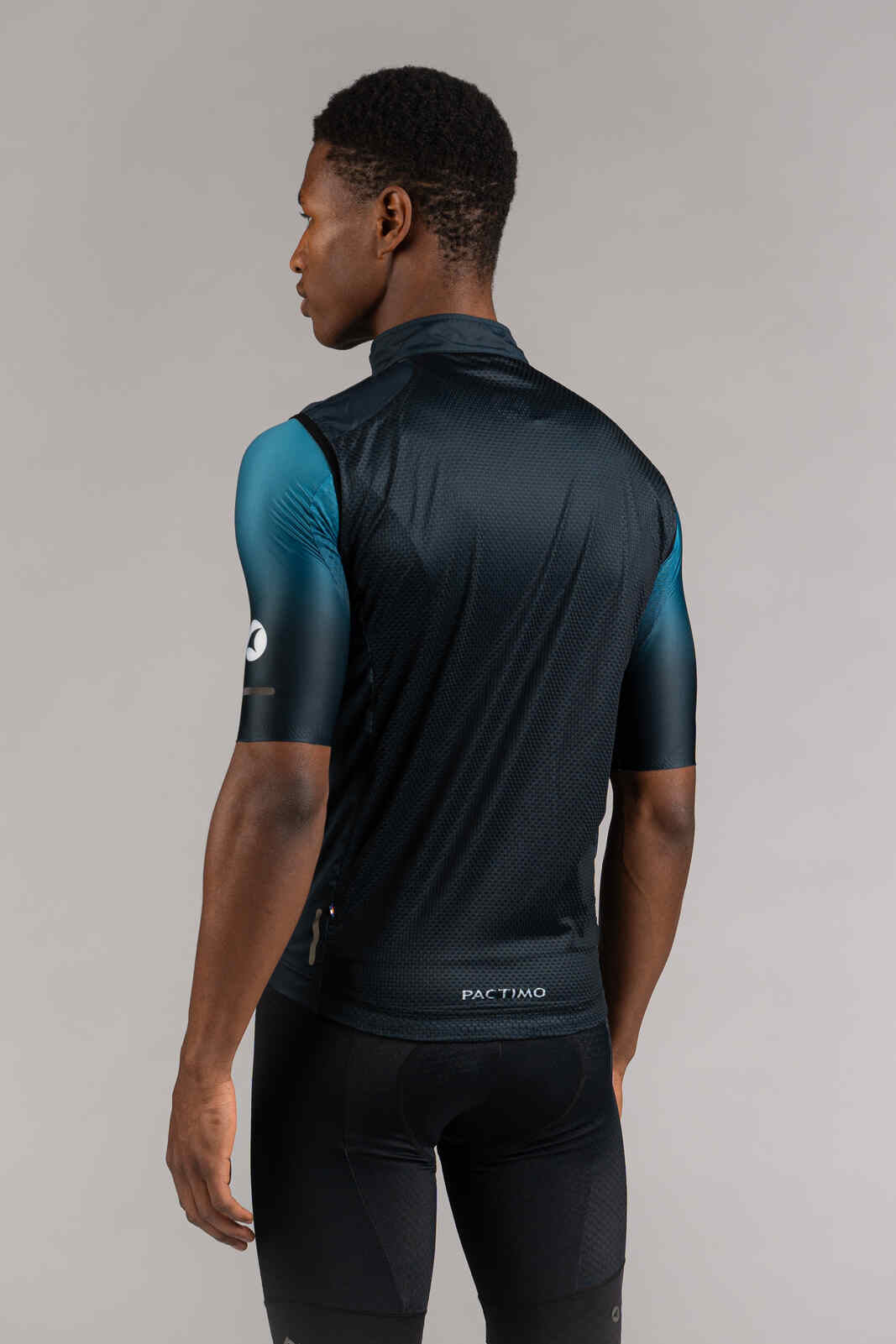 Men's Navy Blue Packable Cycling Wind Vest - Back View