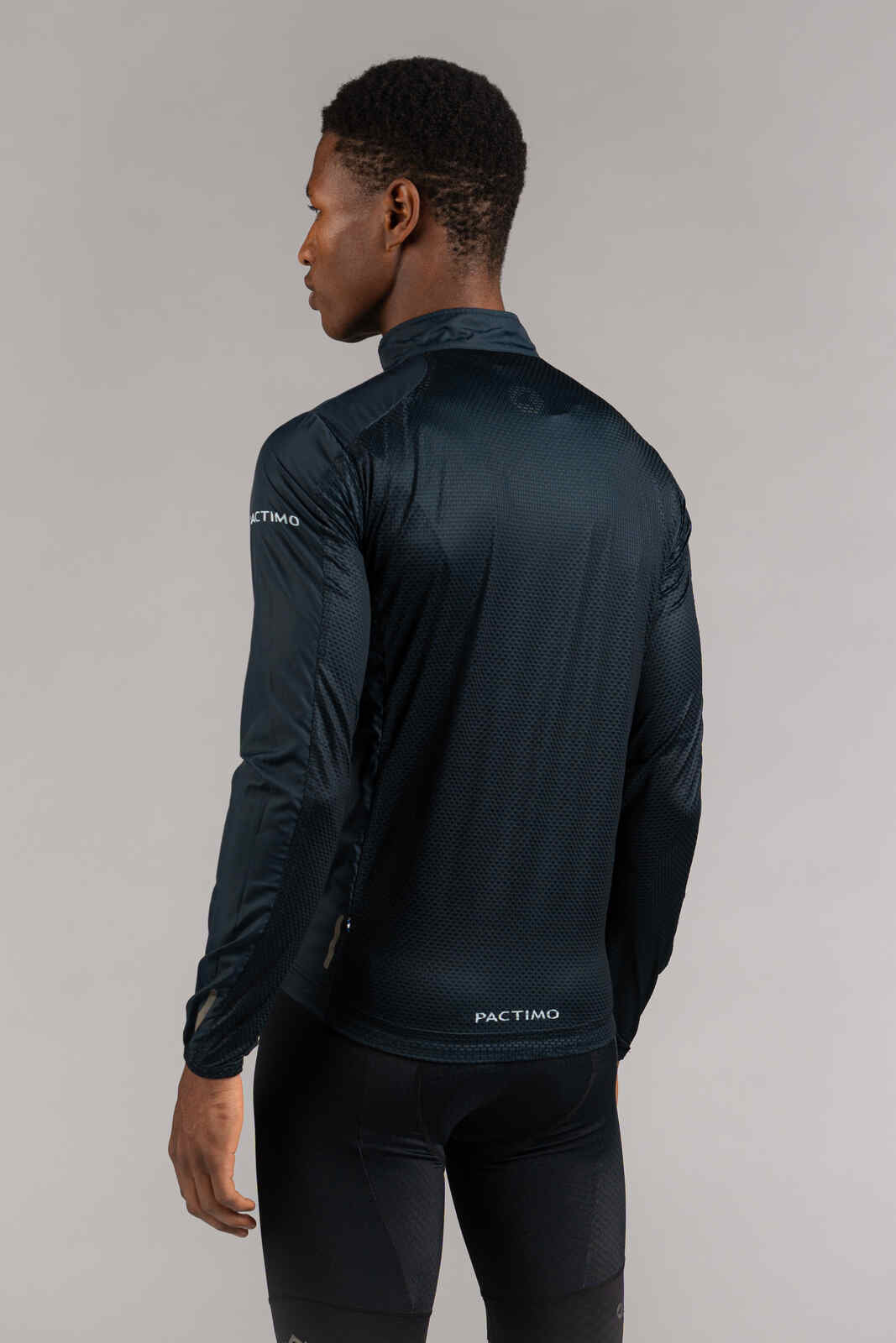 Men's Packable Navy Blue Cycling Wind Jacket - Back View