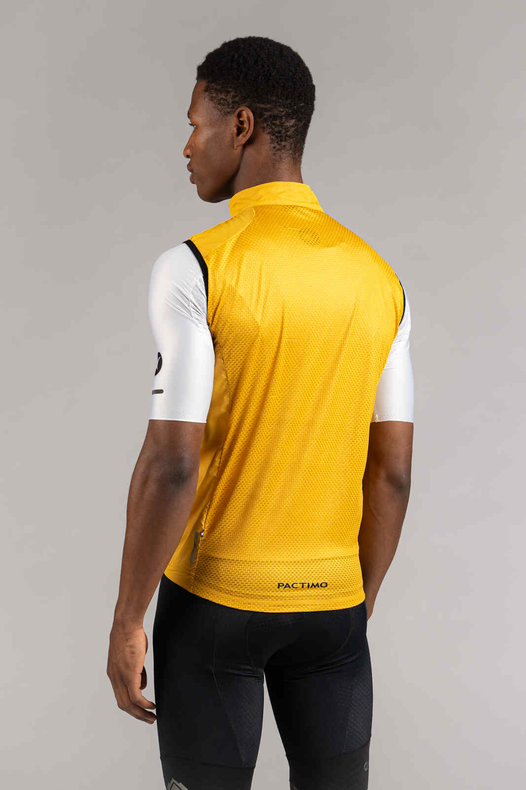 Men's Golden Yellow Packable Cycling Wind Vest - Back View