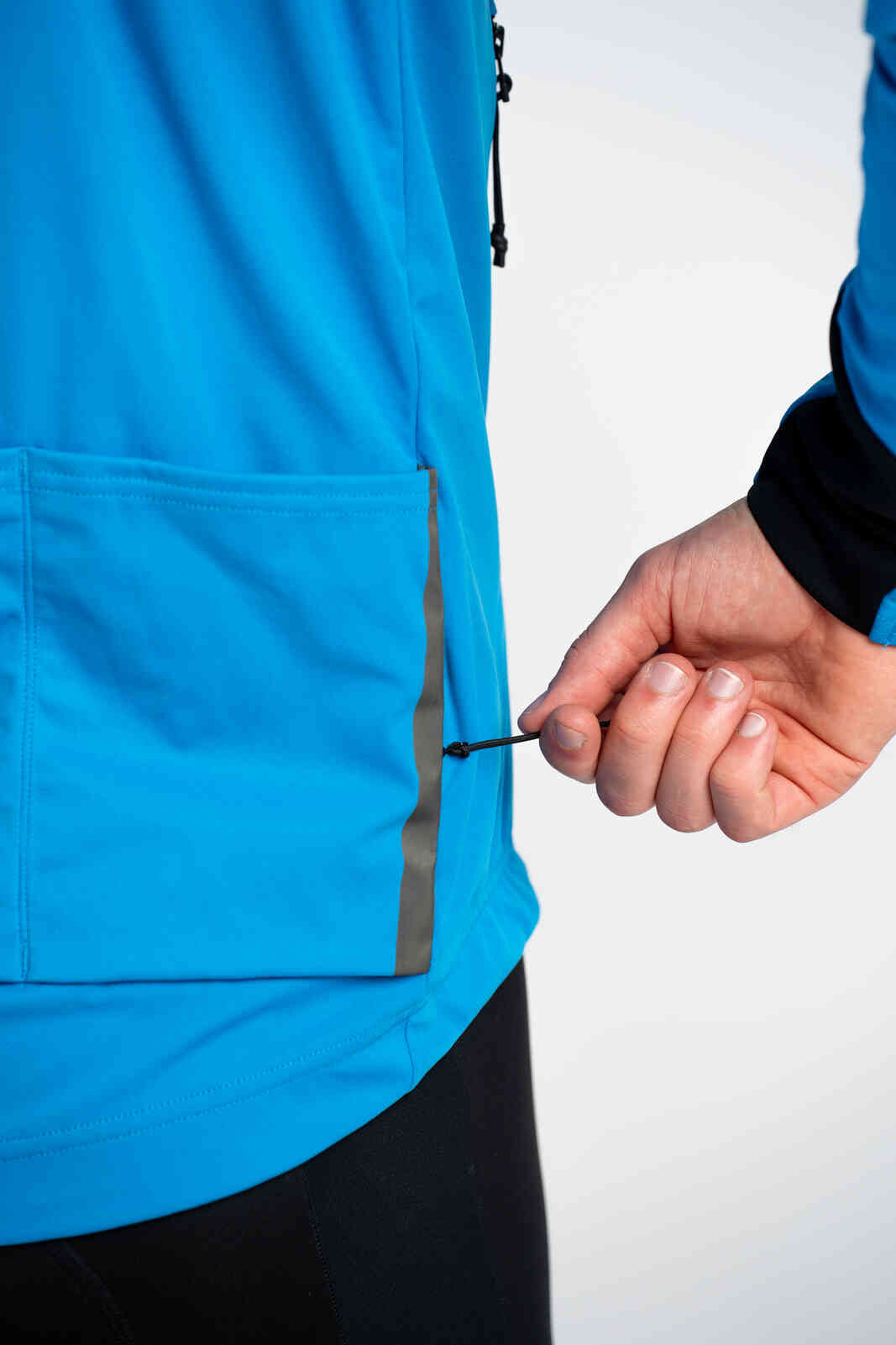 Men's Blue Winter Cycling Jacket - Zippered Valuables Pocket