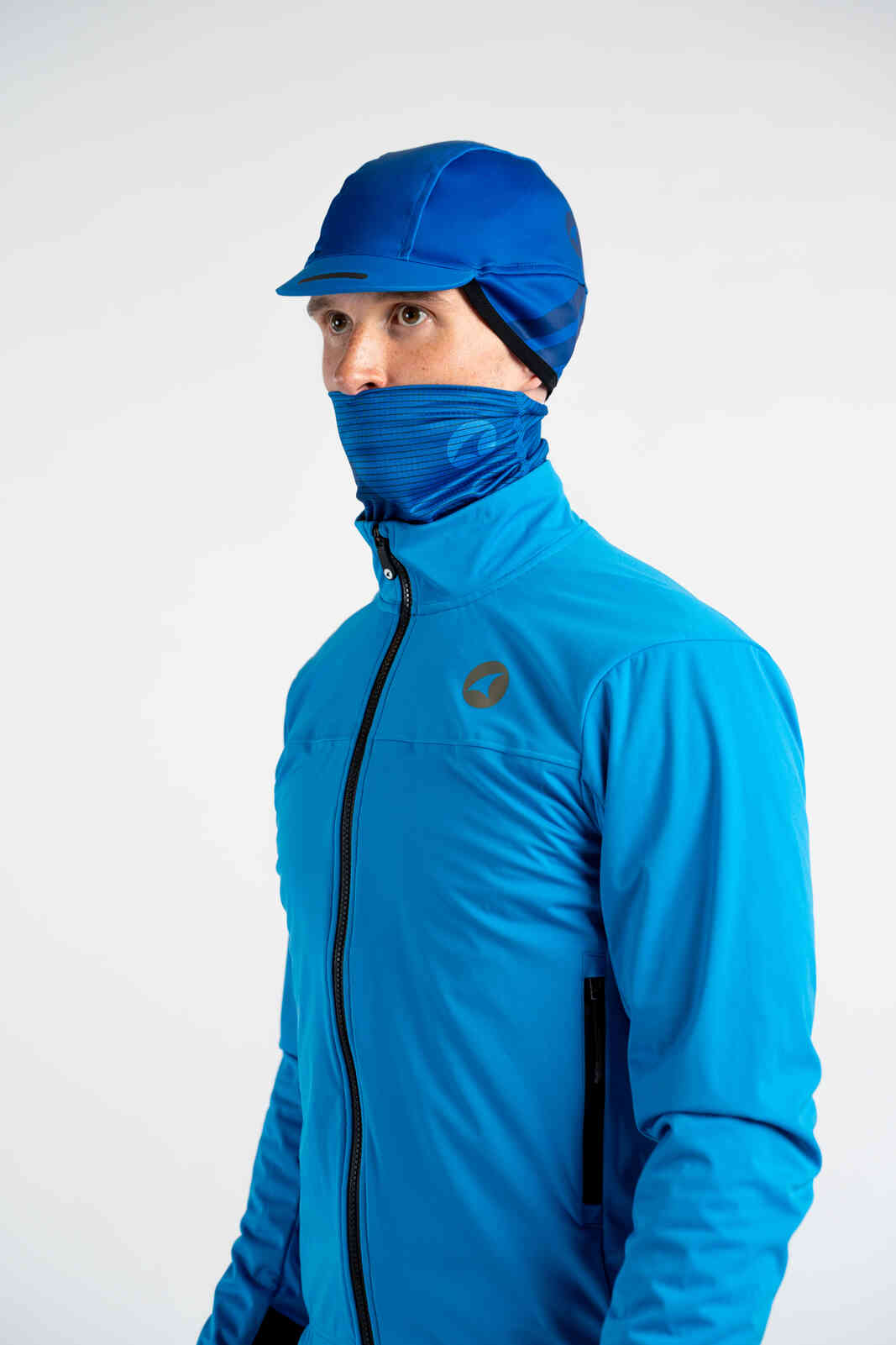 Blue Cycling Neck Gaiter - On Body