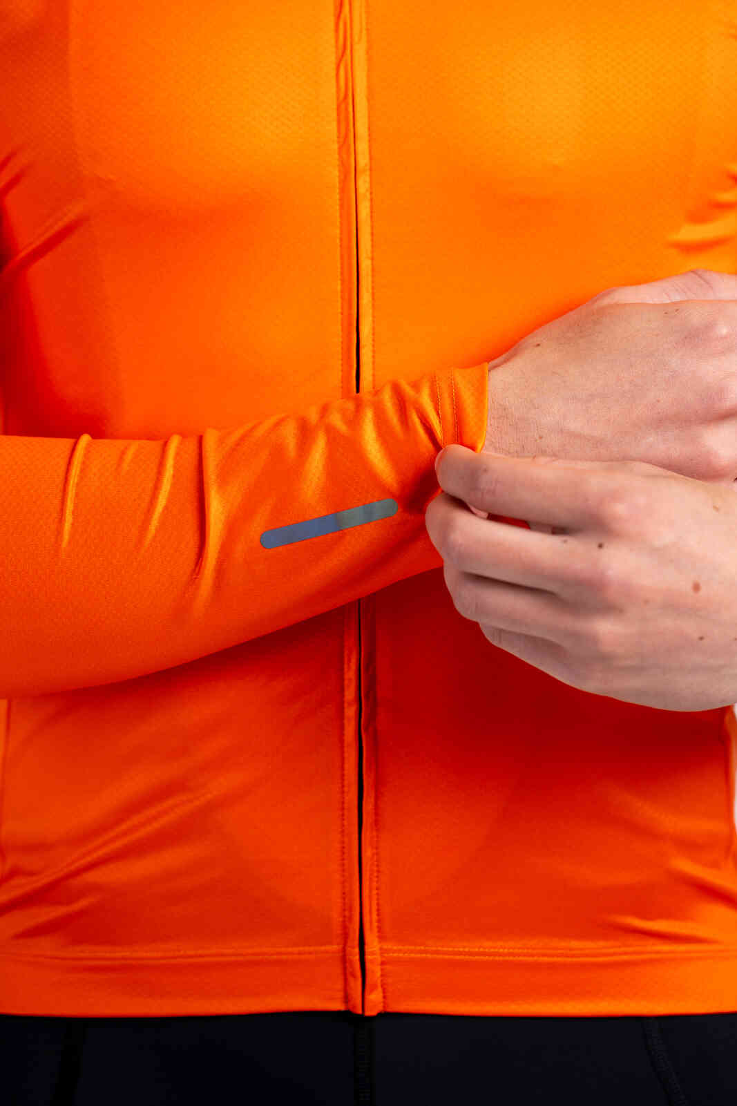 Men's Red/Orange Aero Long Sleeve Cycling Jersey - Reflective Sleeve Cuff