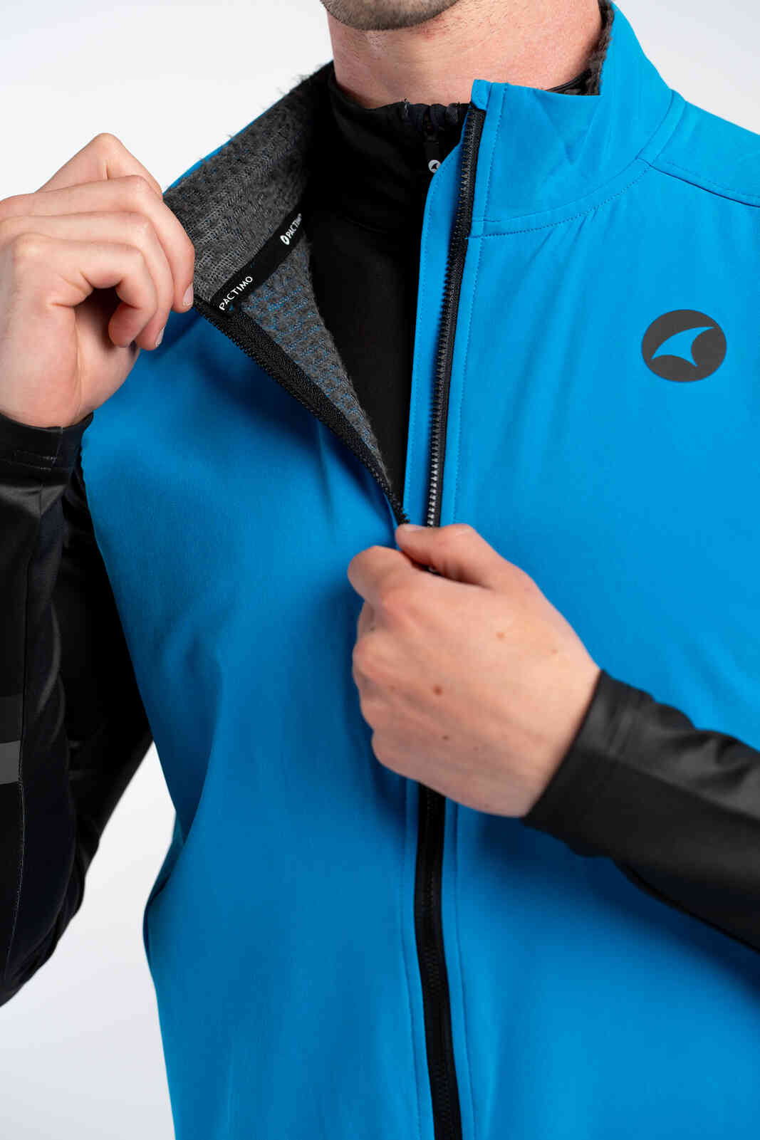 Men's Blue Thermal Cycling Vest - Zipper Detail