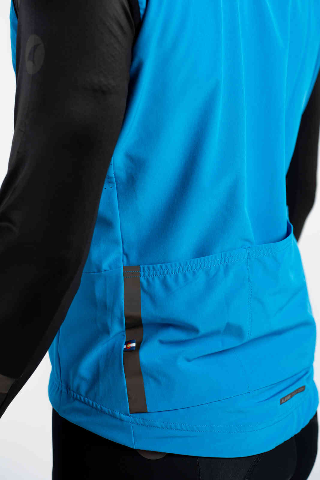 Men's Blue Thermal Cycling Vest - Back Reflective & Pockets