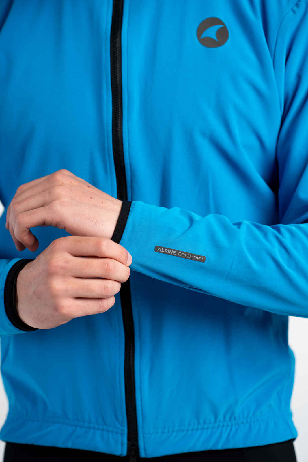 Men's Bright Blue Thermal Cycling Jacket - Reflective Sleeve
