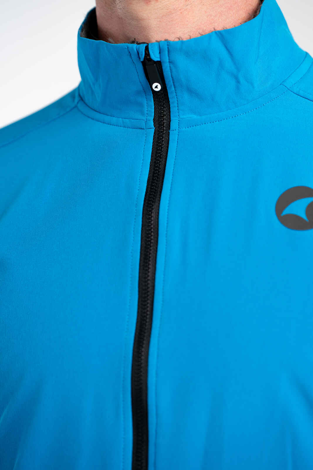 Men's Bright Blue Thermal Cycling Jacket - Zipper & Collar