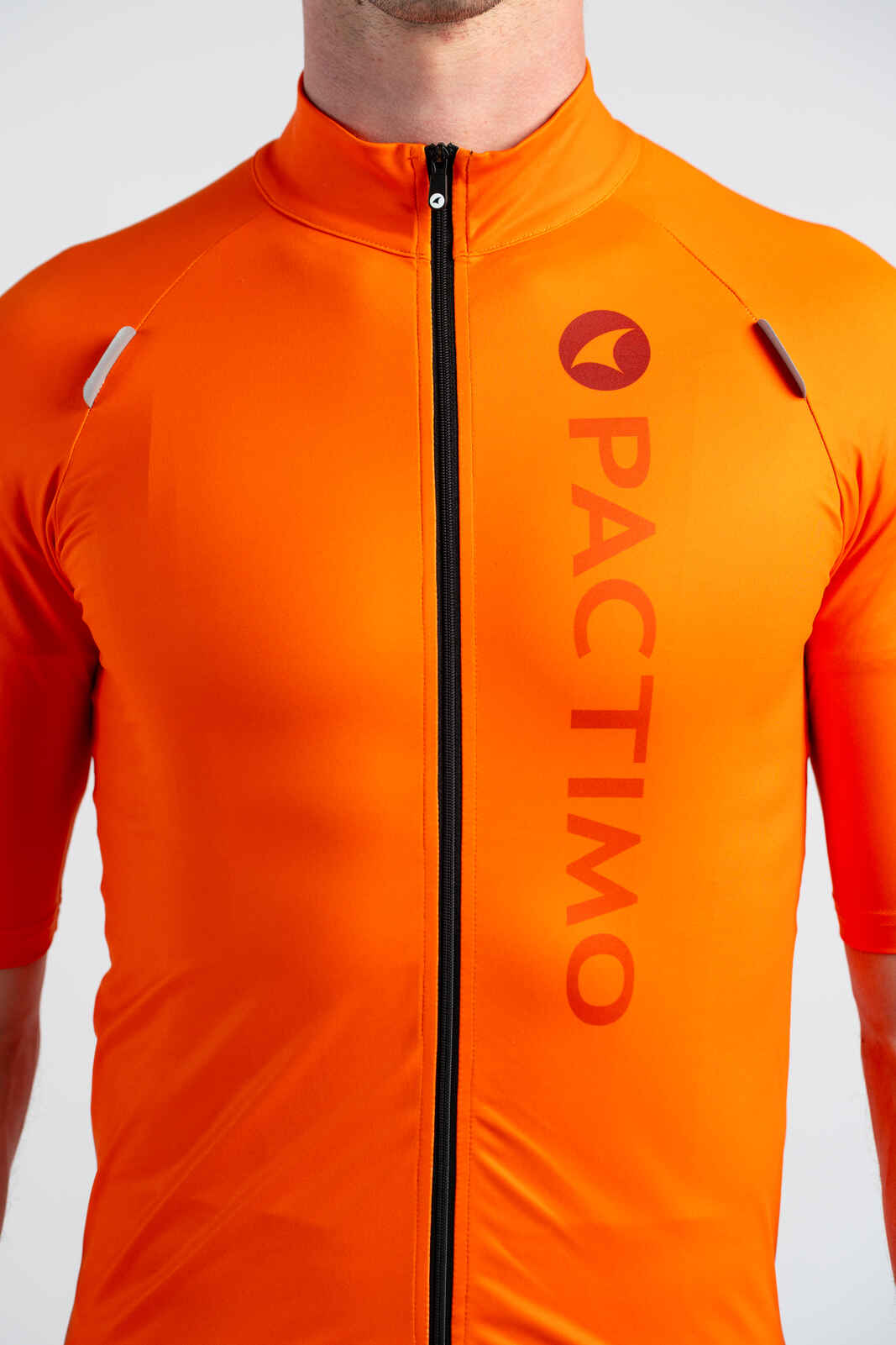Men's Red/Orange Water Resistant Cycling Jersey - Front Zipper