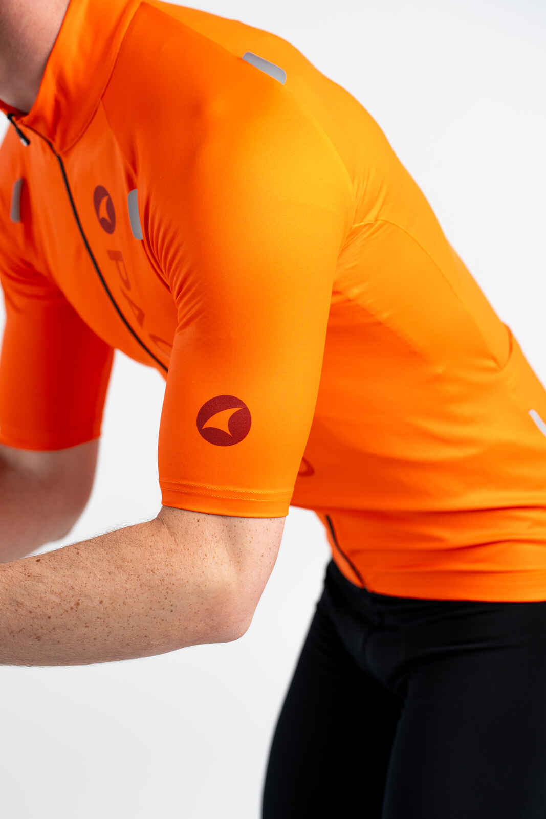 Men's Red/Orange Water Resistant Cycling Jersey - Sleeve 