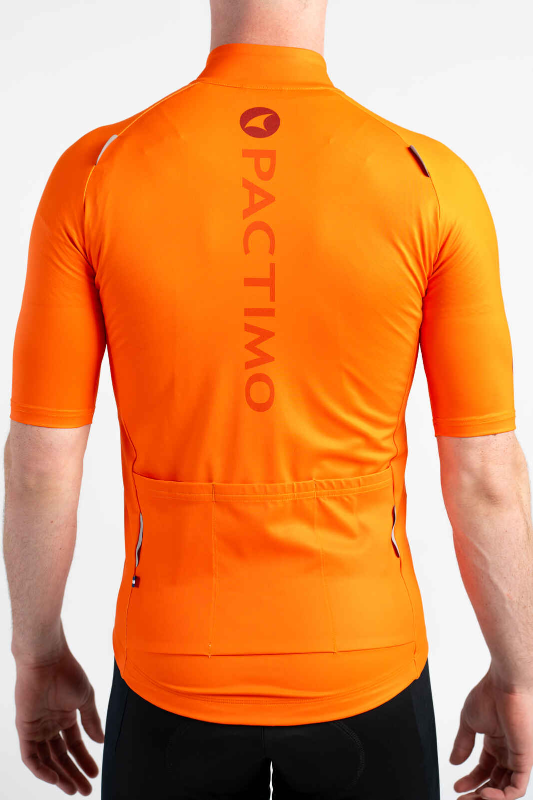 Men's Red/Orange Water Resistant Cycling Jersey - Back Pockets