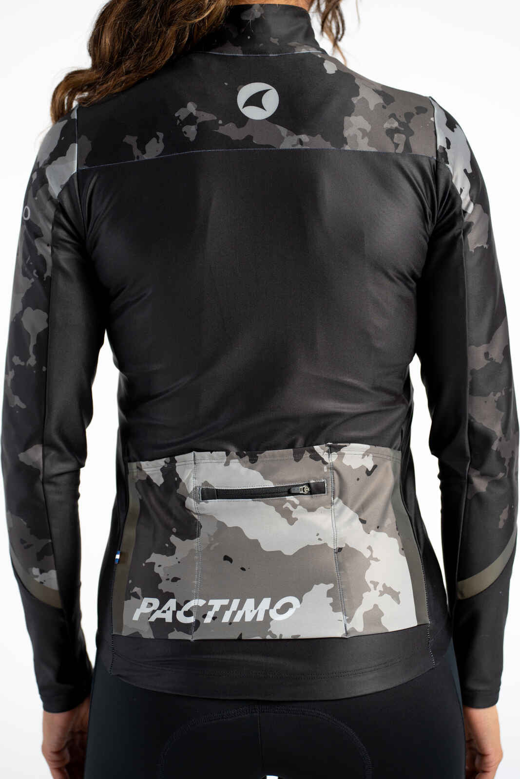 Women's Black Camo Water-Resistant Thermal Cycling Jersey - Back Pockets