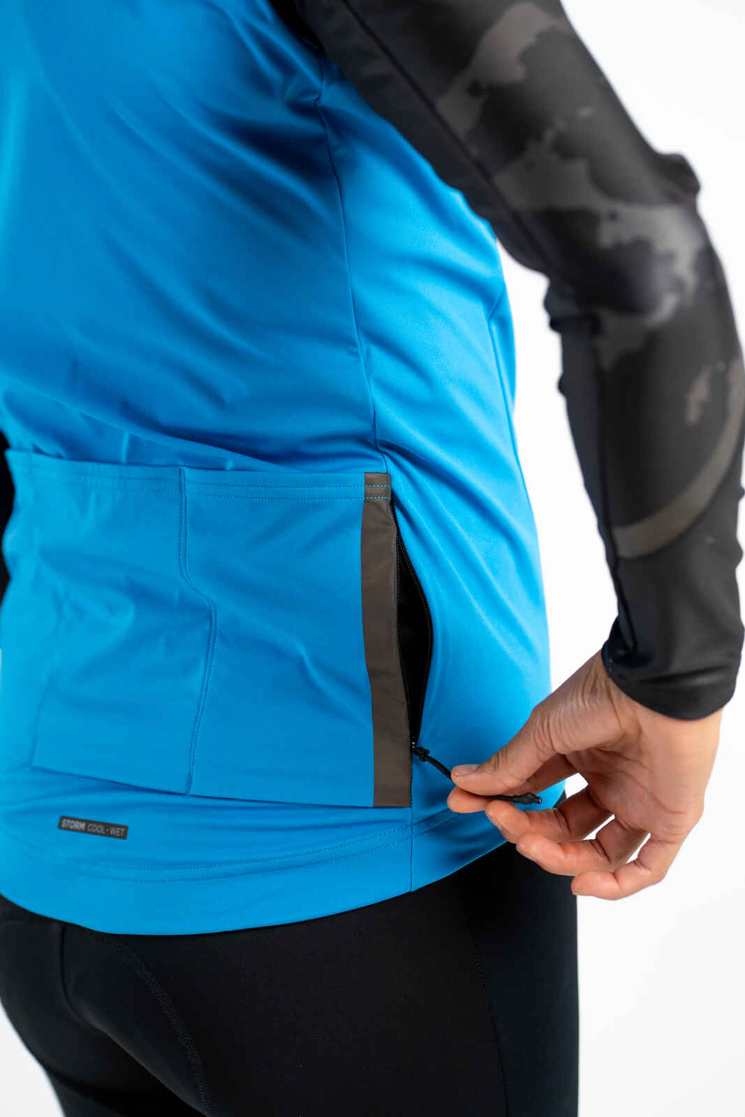 Women's Blue Water Repellent Cycling Vest - Zippered Valuables Pocket