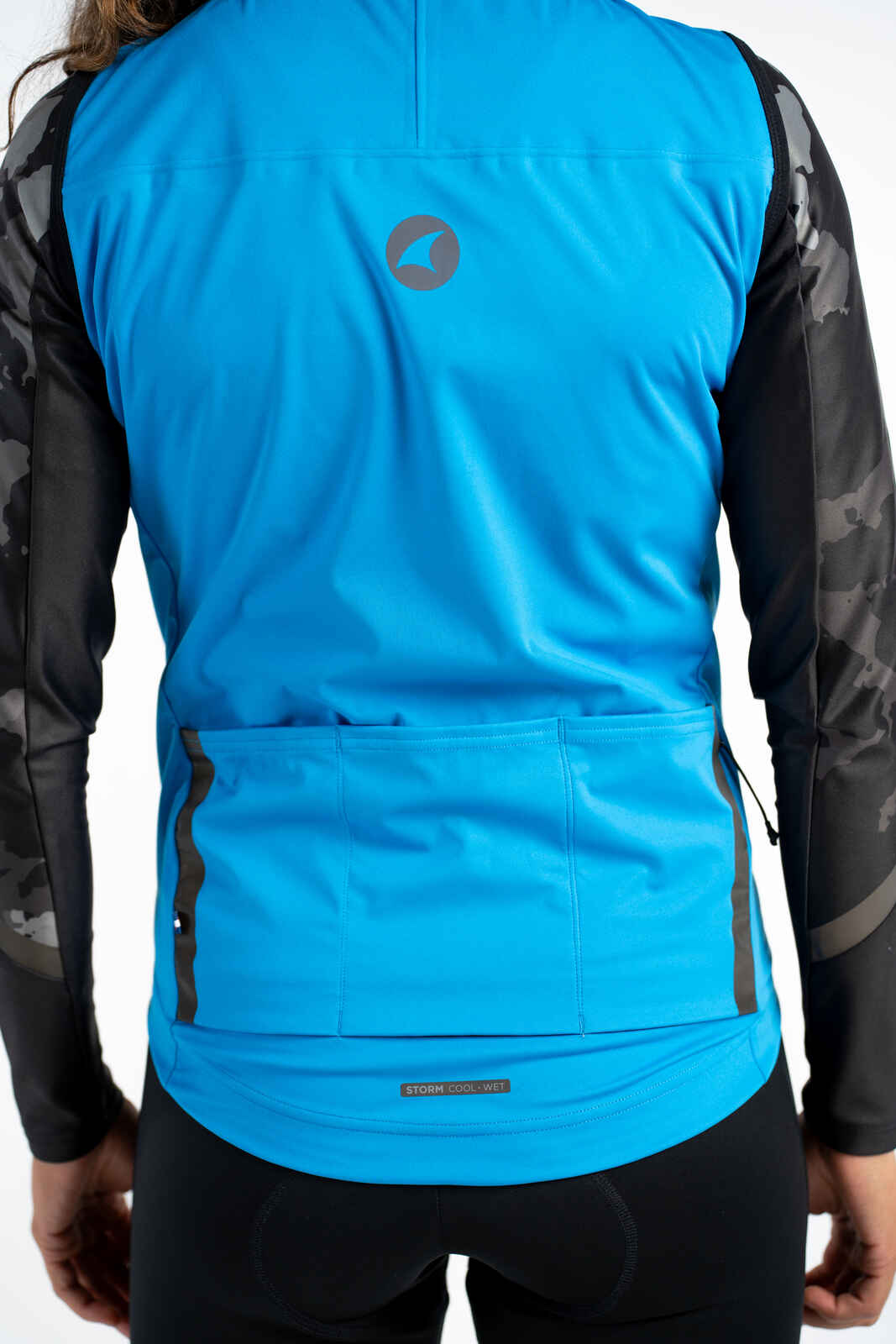 Women's Blue Water Repellent Cycling Vest - Back Pockets