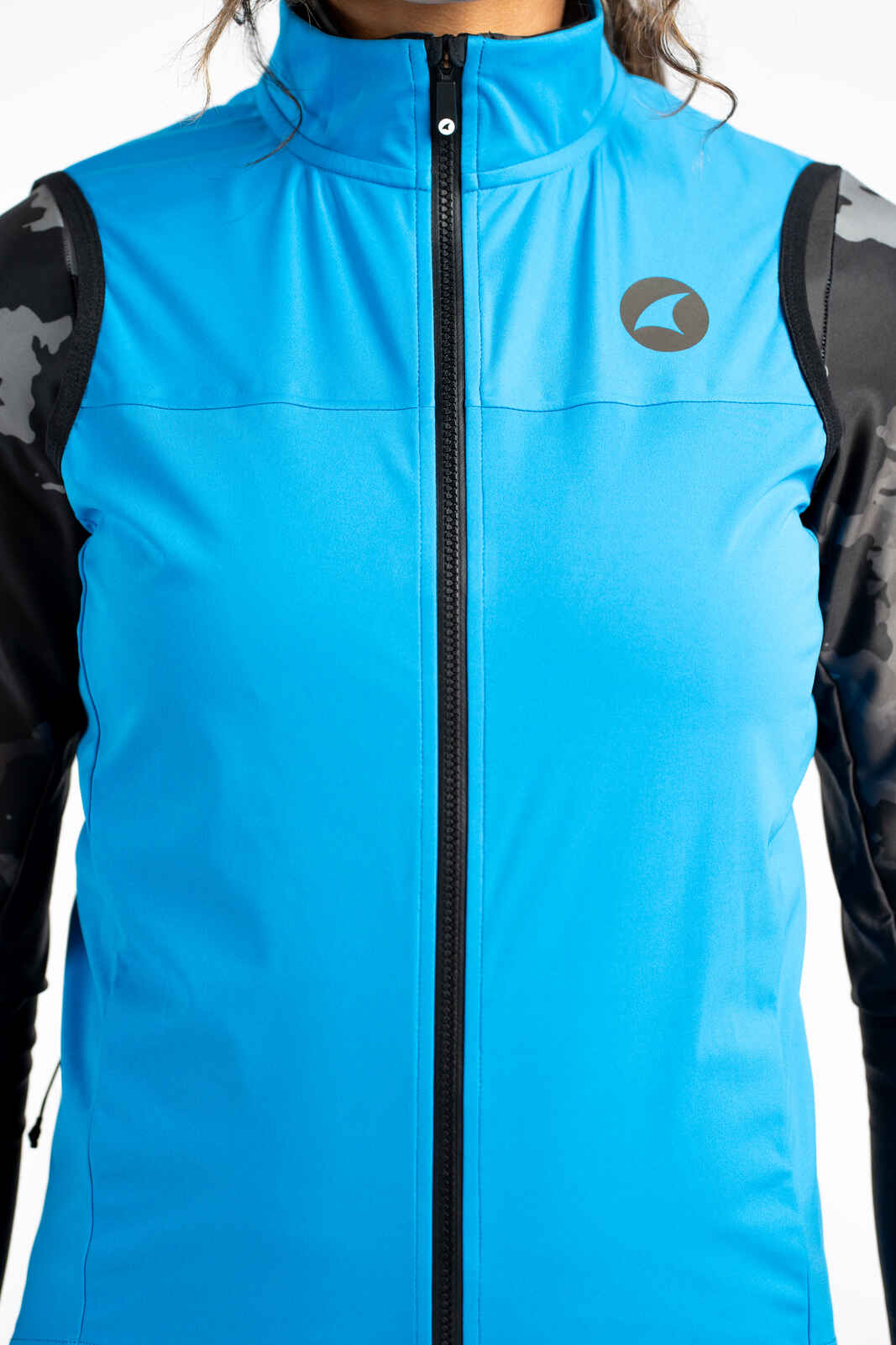 Women's Blue Water Repellent Cycling Vest - Zipper