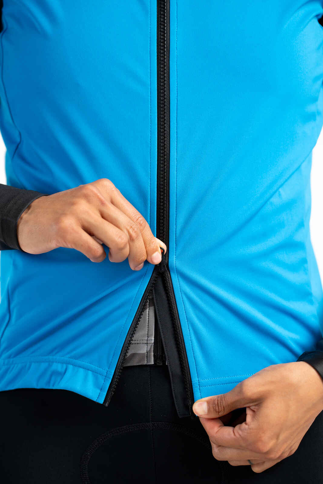 Women's Blue Water Repellent Cycling Vest - Two-Way Zipper