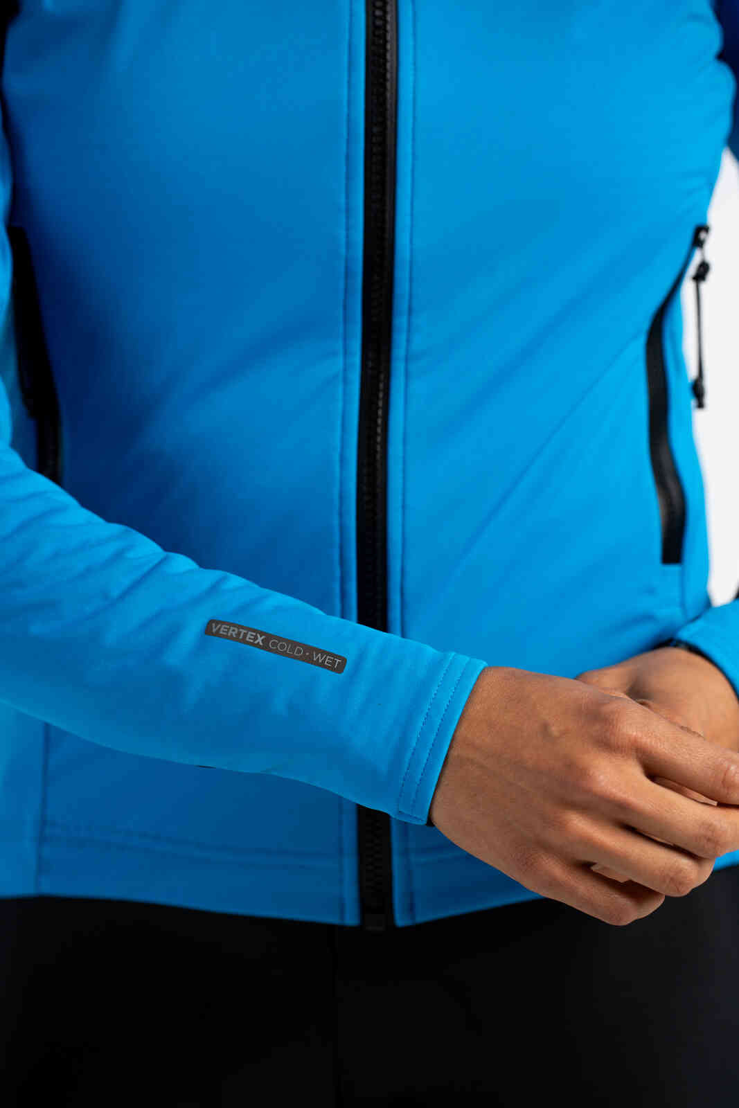 Women's Blue Winter Cycling Jacket - Reflective Sleeve Cuffs