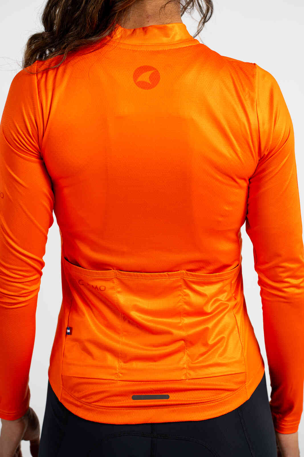 Women's Red/Orange Aero Long Sleeve Cycling Jersey - Back Pockets