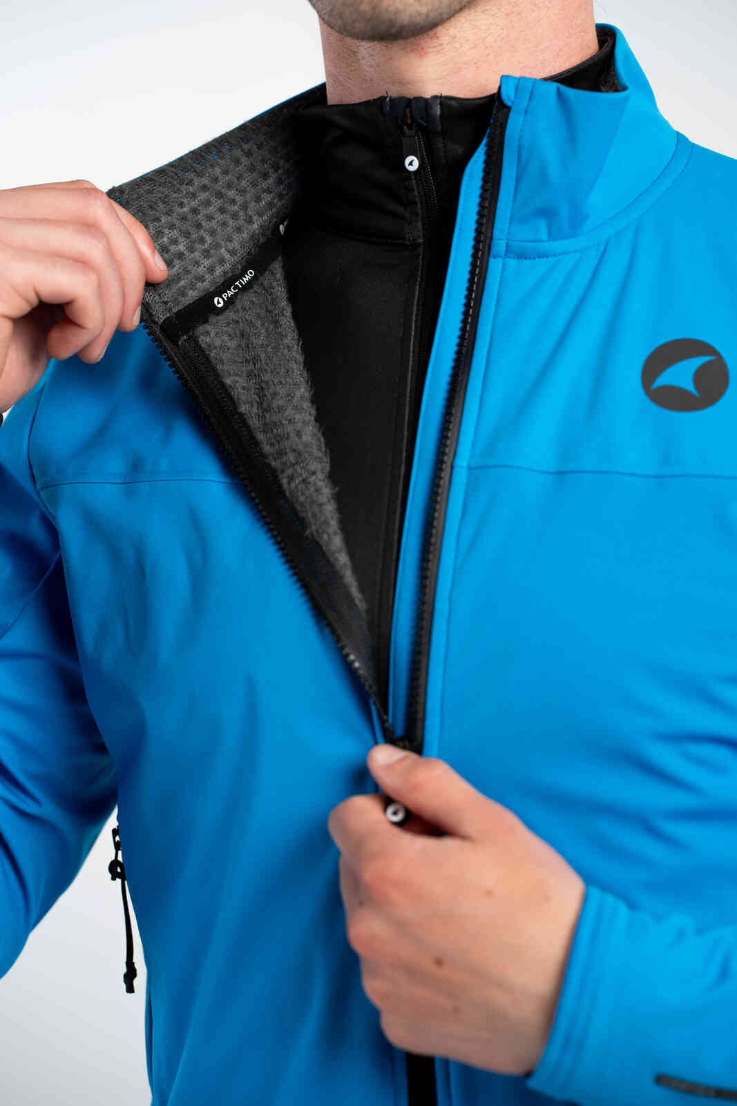 Men's Blue Winter Cycling Jacket - Zipper & Alpha Liner