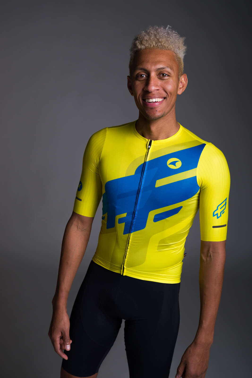 Men's Yellow Aero Cycling Jersey - Flyte Fun Front View
