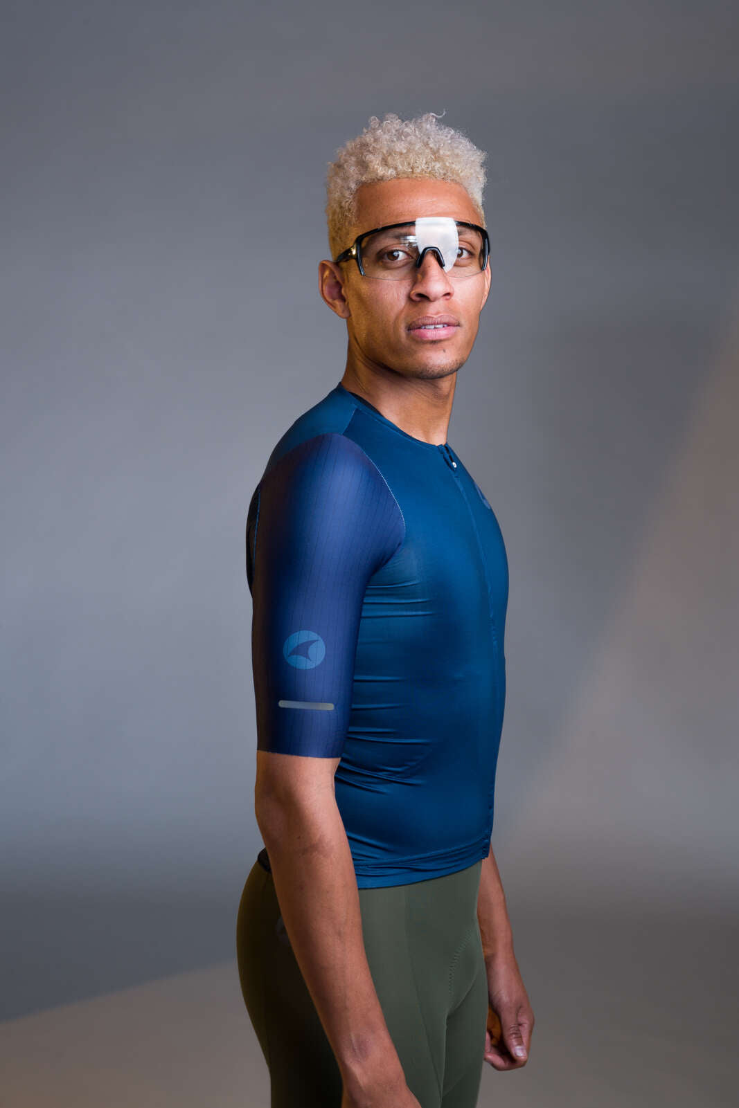 Men's Navy Blue Aero Cycling Jersey - Flyte Side View