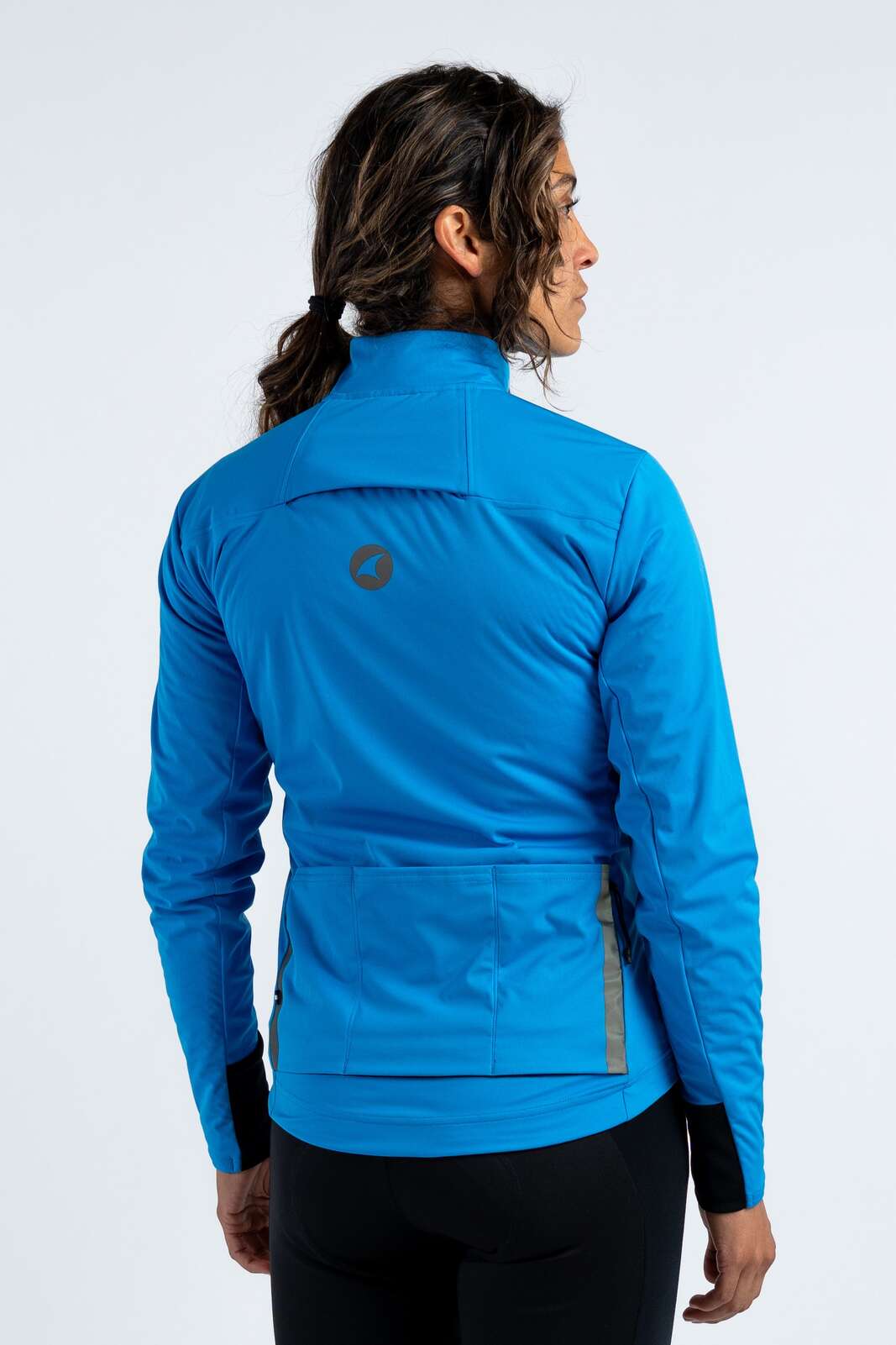 Women's Blue Winter Cycling Jacket - Back View 