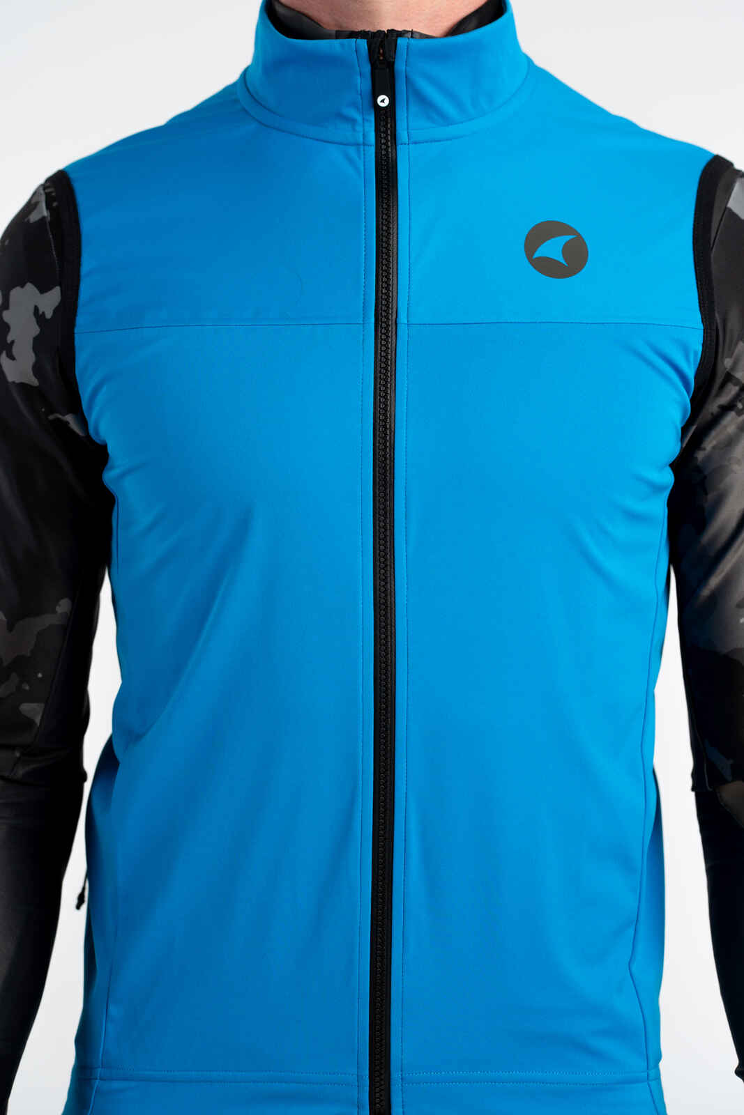 Men's Bright Blue Cycling Vest - Storm+ Front Close-Up