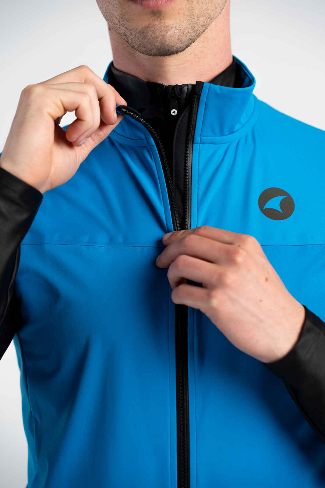 Men's Bright Blue Cycling Vest - Storm+ Zipper Detail