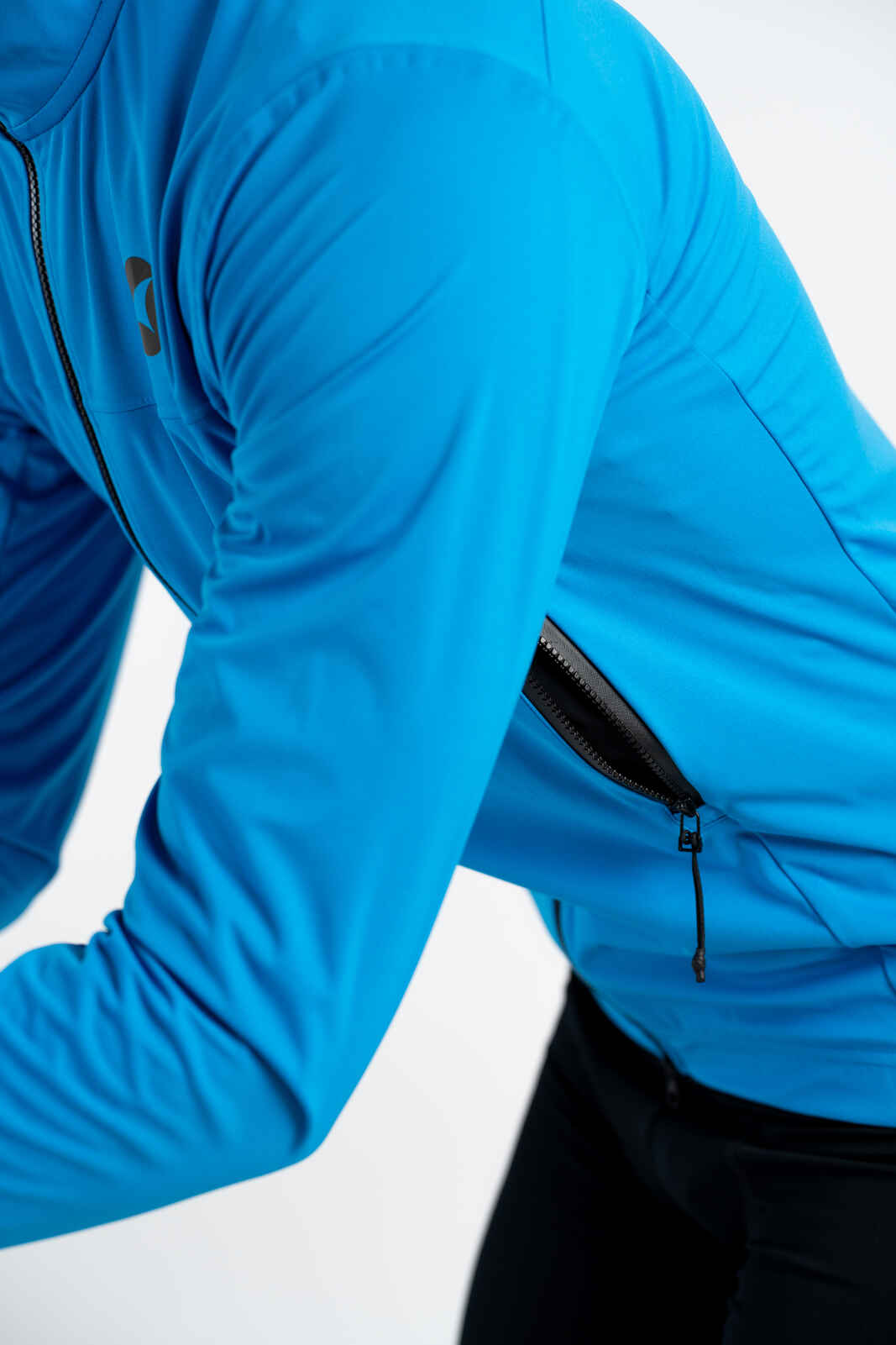 Men's Blue Cycling Jacket for Cold Wet Weather - Side View