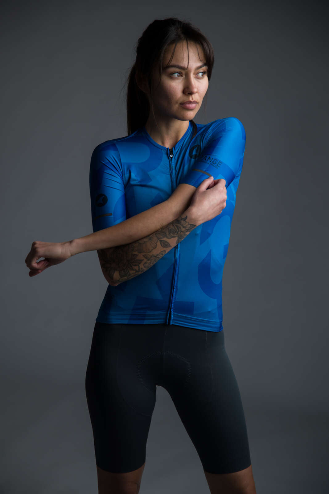 Women's Blue Aero 5 Pocket Cycling Jersey - Range Front View