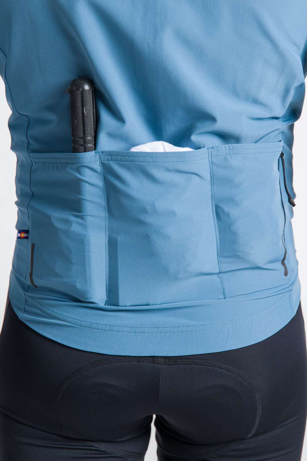 Men's Blue Packable Cycling Jacket - Summit Shell Back Pockets