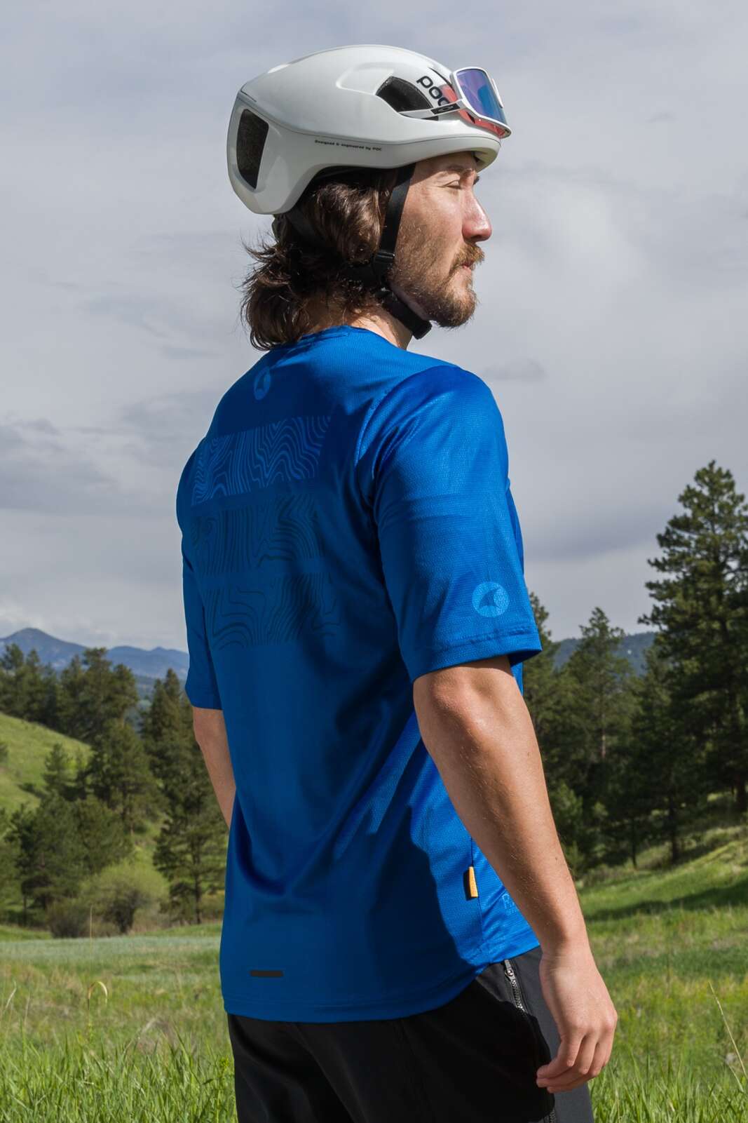 Men's Blue Mountain Bike Jersey - Range Trail Back View