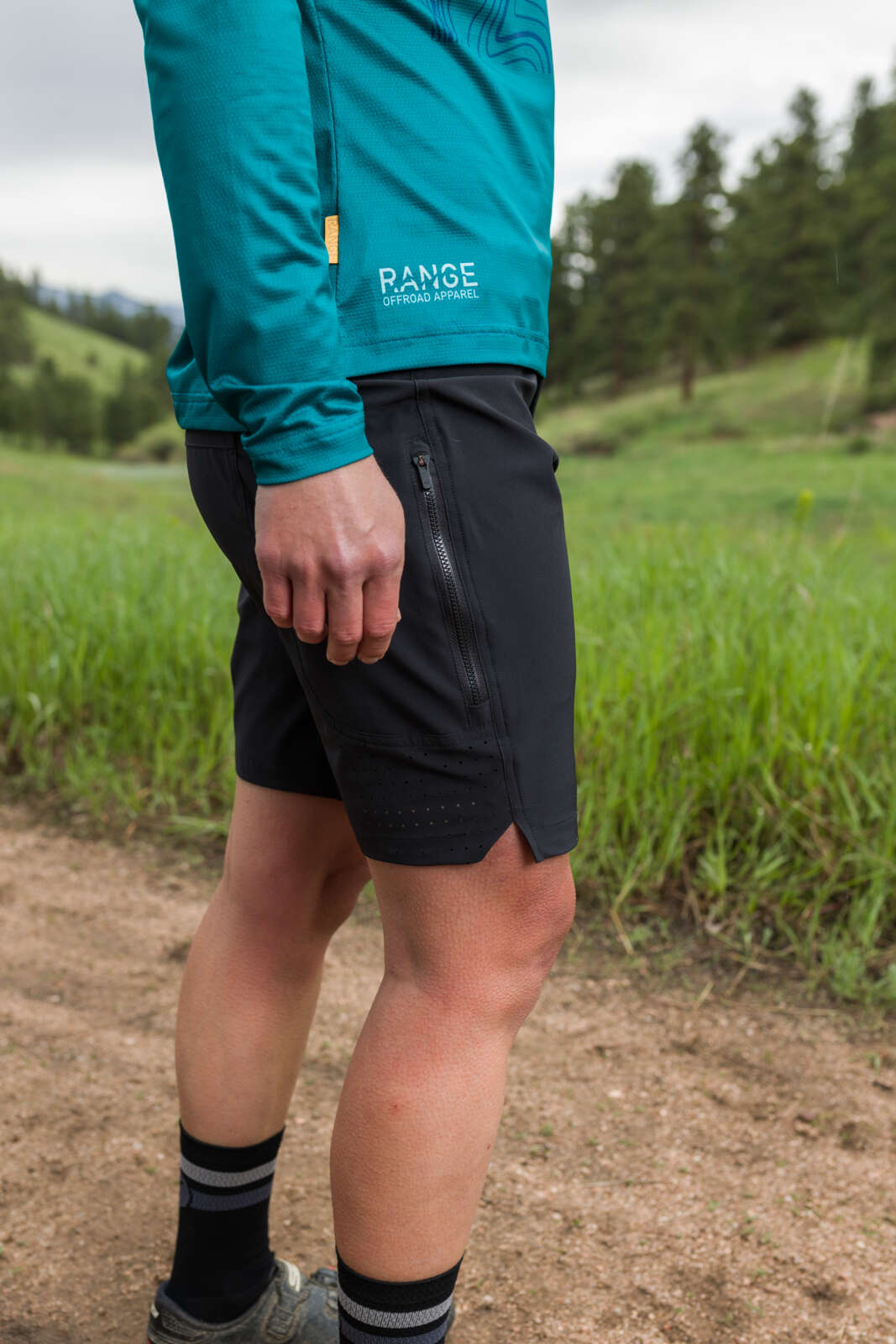 Women's Lightweight Black Mountain Bike Shorts - Side View