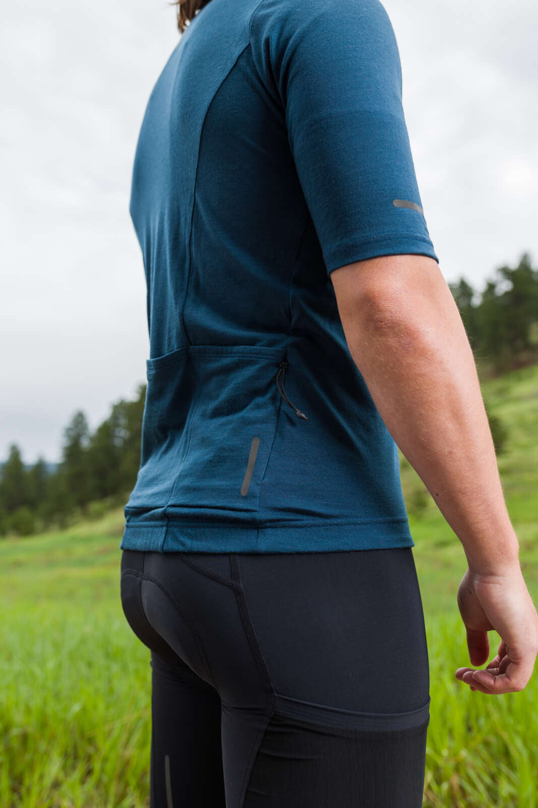 Men's Merino Wool Cycling Jersey - Back Pocket Reflector