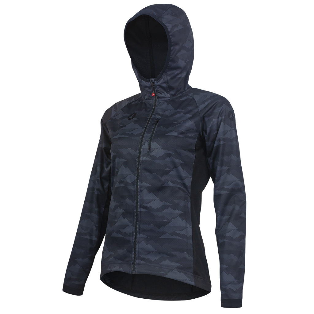 Women's Black Camo MTB Hoodie - Front View