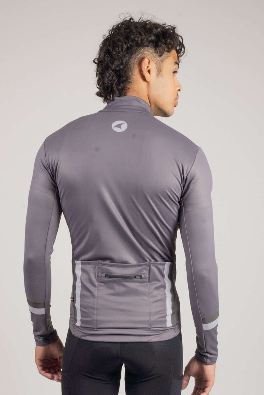 Men's Charcoal Thermal Cycling Jersey - Back View