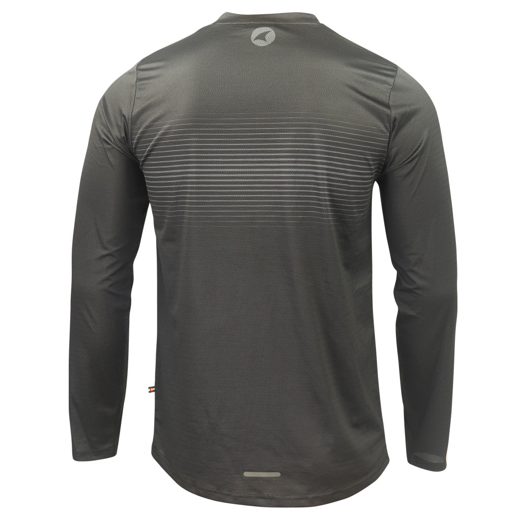Men's Long Sleeve Running Shirt - Back View #color_charcoal