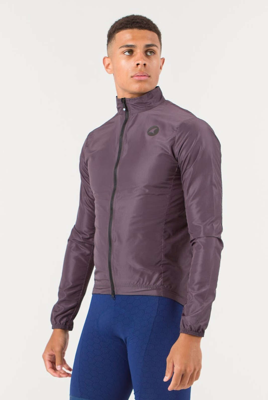Men's Dark Gray Packable Cycling Jacket - Front View