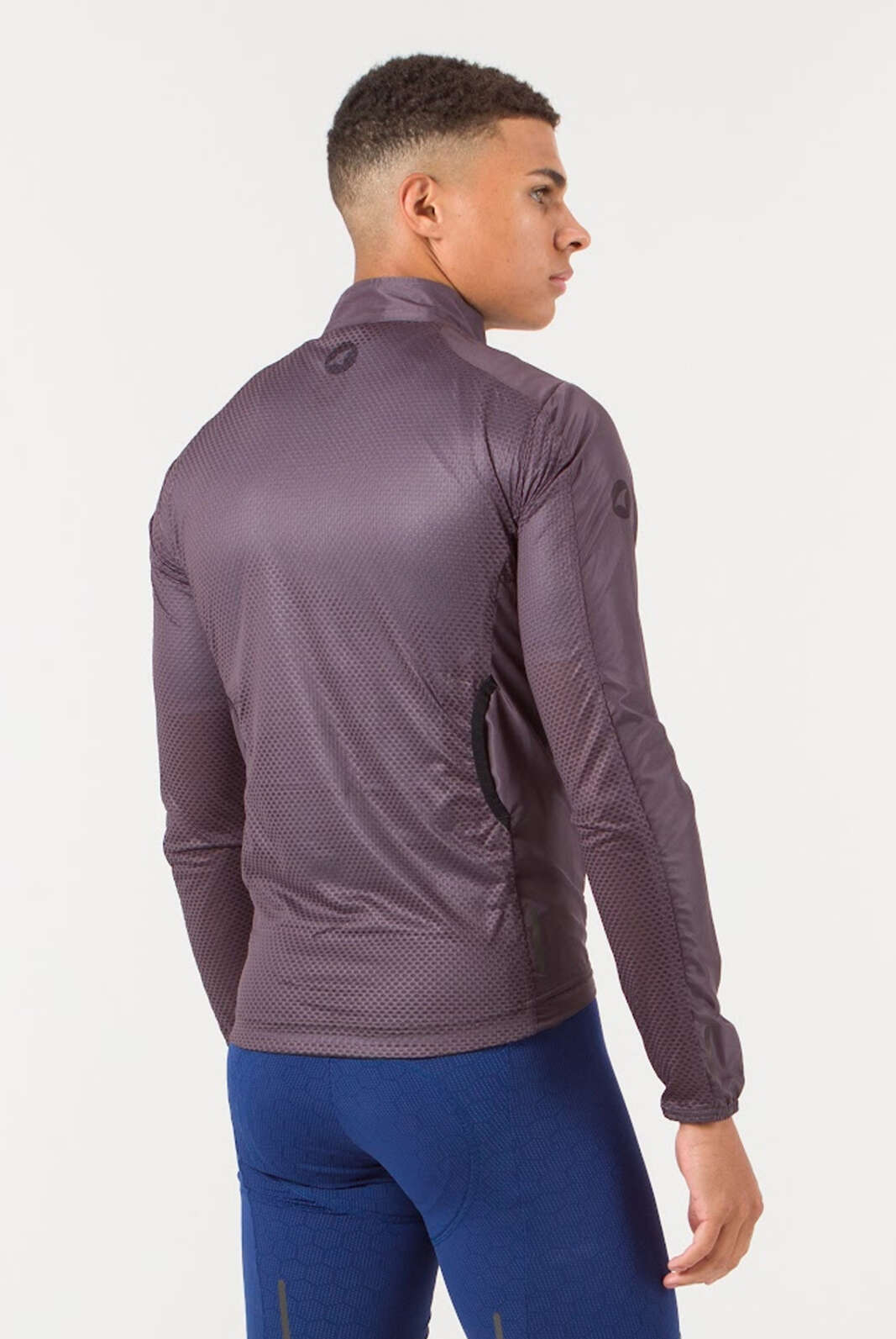 Men's Dark Gray Packable Cycling Jacket - Back View