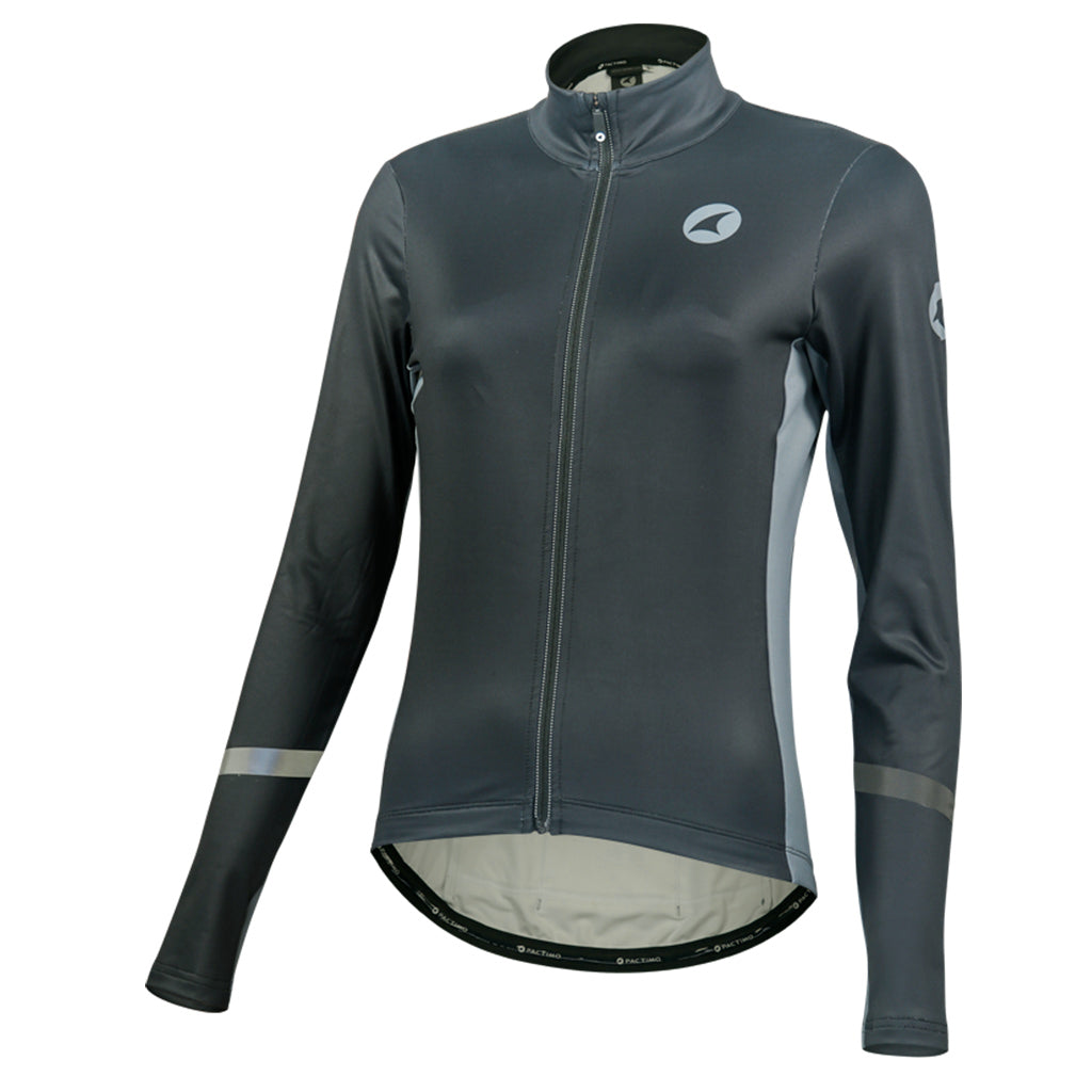 Women's Black Thermal Cycling Jersey - Alpine Front View