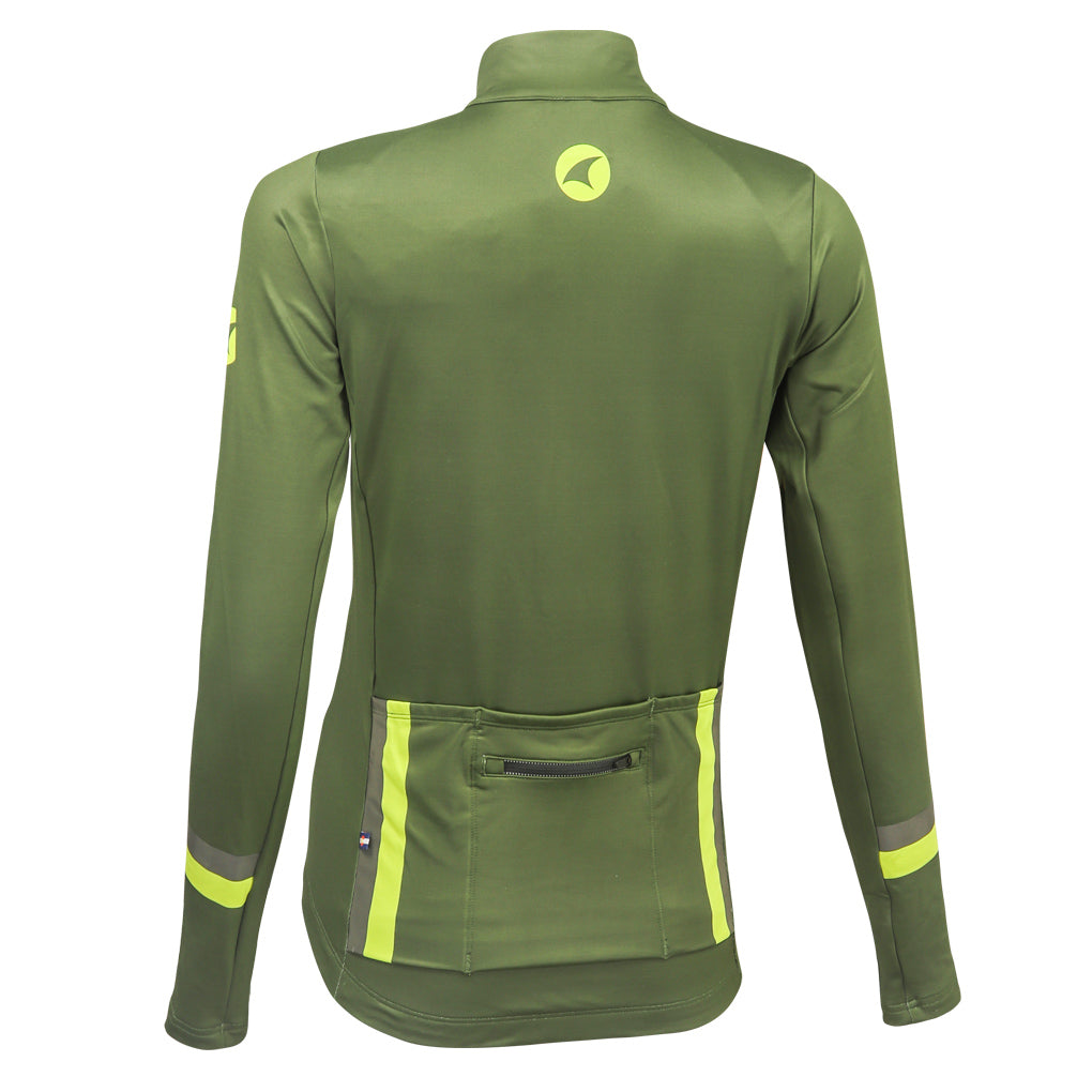 Olive Green Thermal Cycling Jersey for Women - Back View