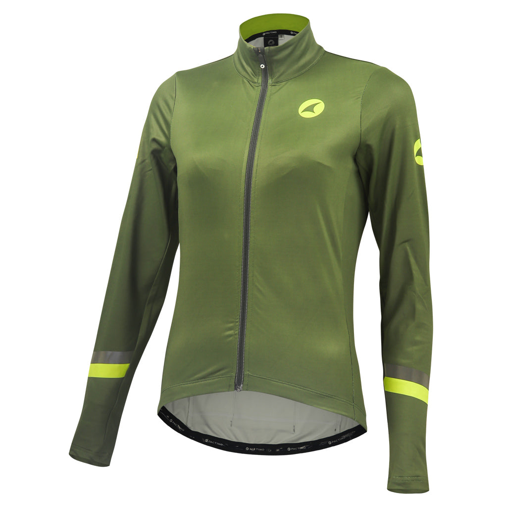 Olive Green Thermal Cycling Jersey for Women - Front View