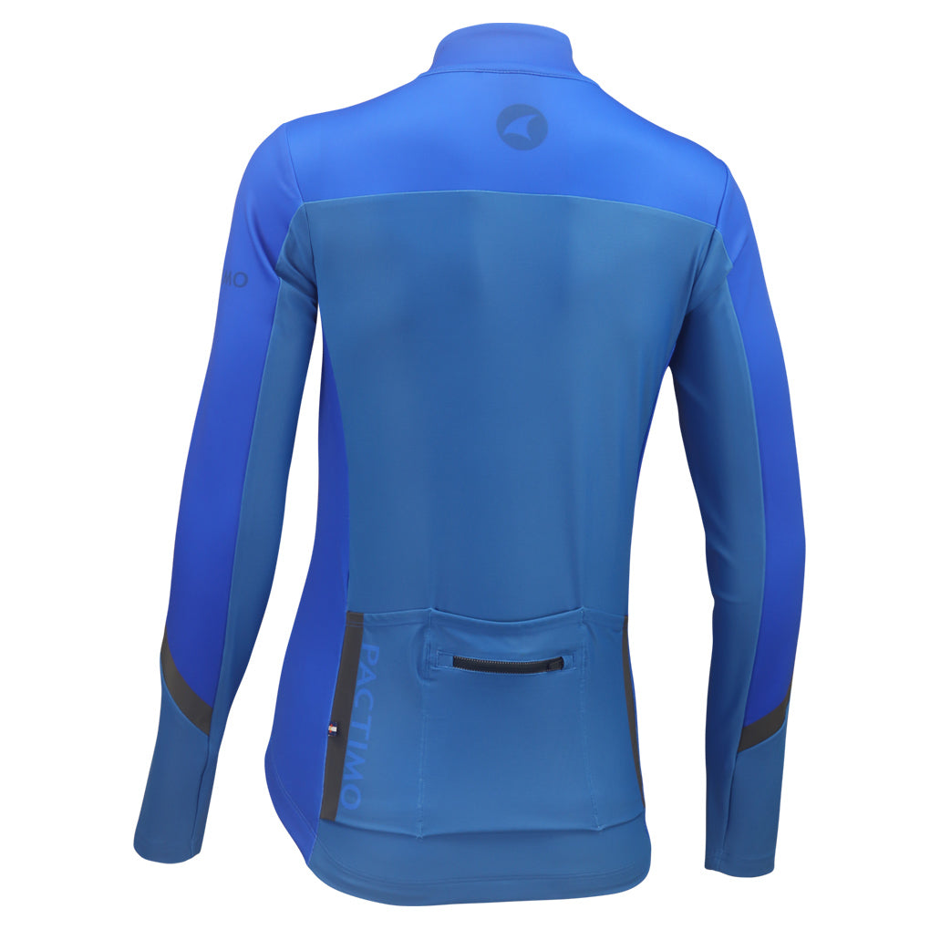 Women's Blue Thermal Cycling Jersey - Alpine Back View