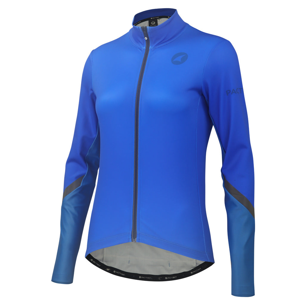 Women's Blue Thermal Cycling Jersey - Alpine Front View