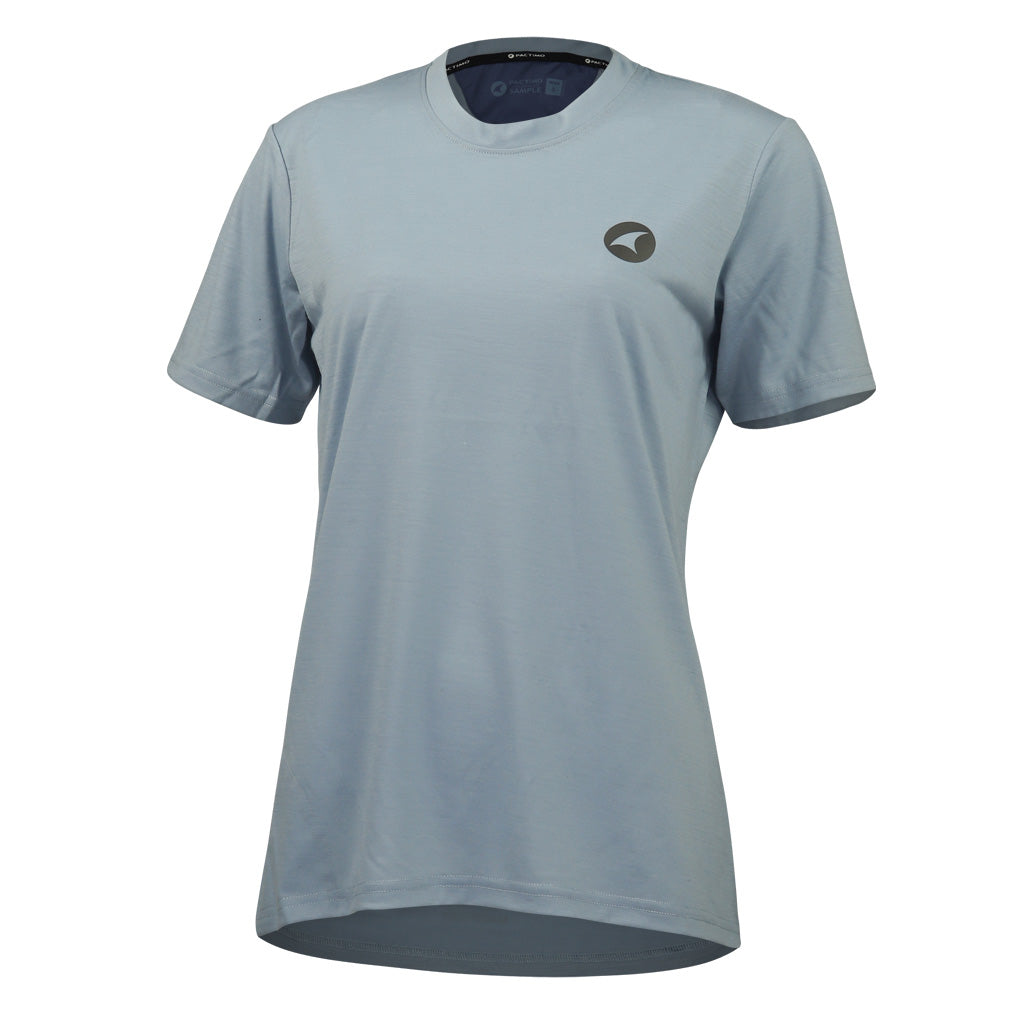 Women's Light Blue Merino Wool MTB Jersey - Front View