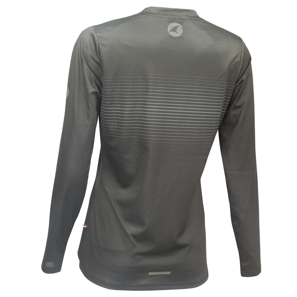 Women's Black Long Sleeve Running Shirt - Back View 