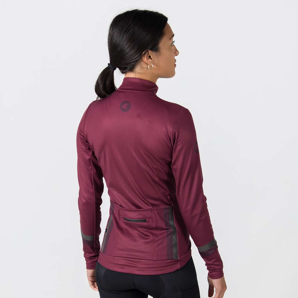 Women's Burgundy Thermal Cycling Jersey - Back View