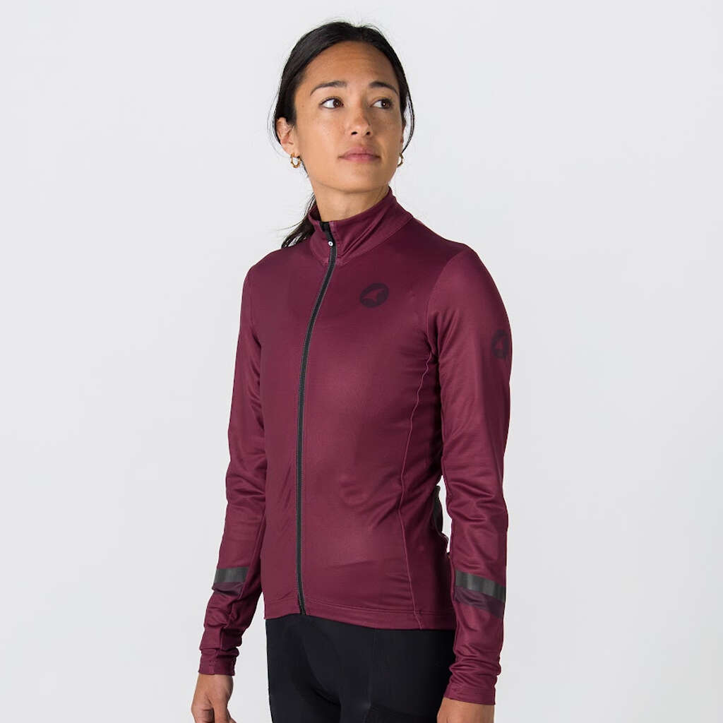 Women's Burgundy Thermal Cycling Jersey - Front View