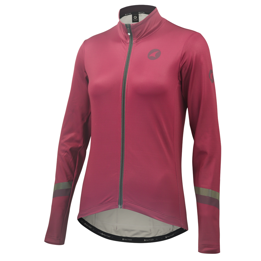 Women's Burgundy Thermal Cycling Jersey - Front View