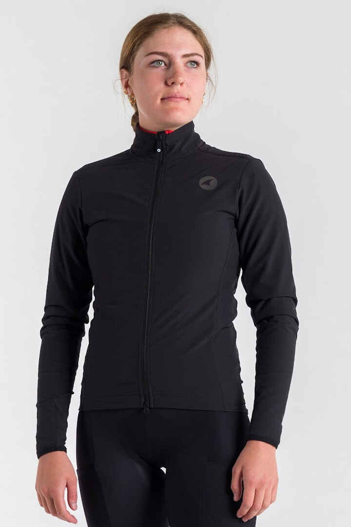 Women's Black Thermal Cycling Jacket - Front View