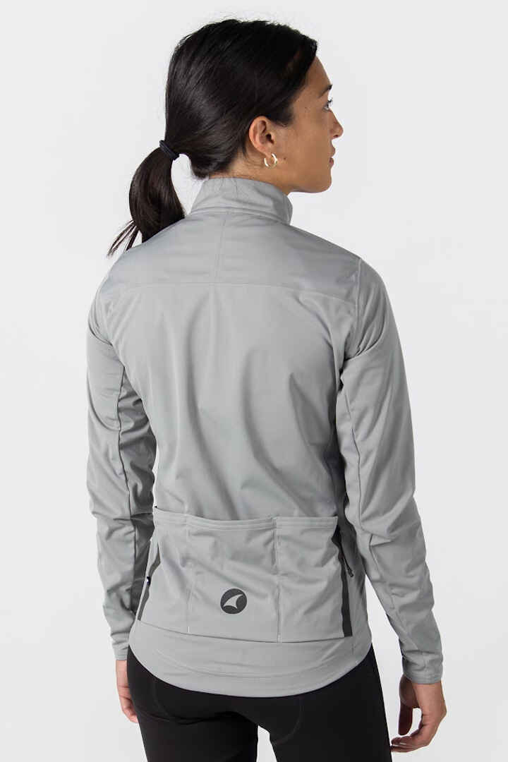 Women's Gray Cycling Jacket for Cold Wet Weather - Back View