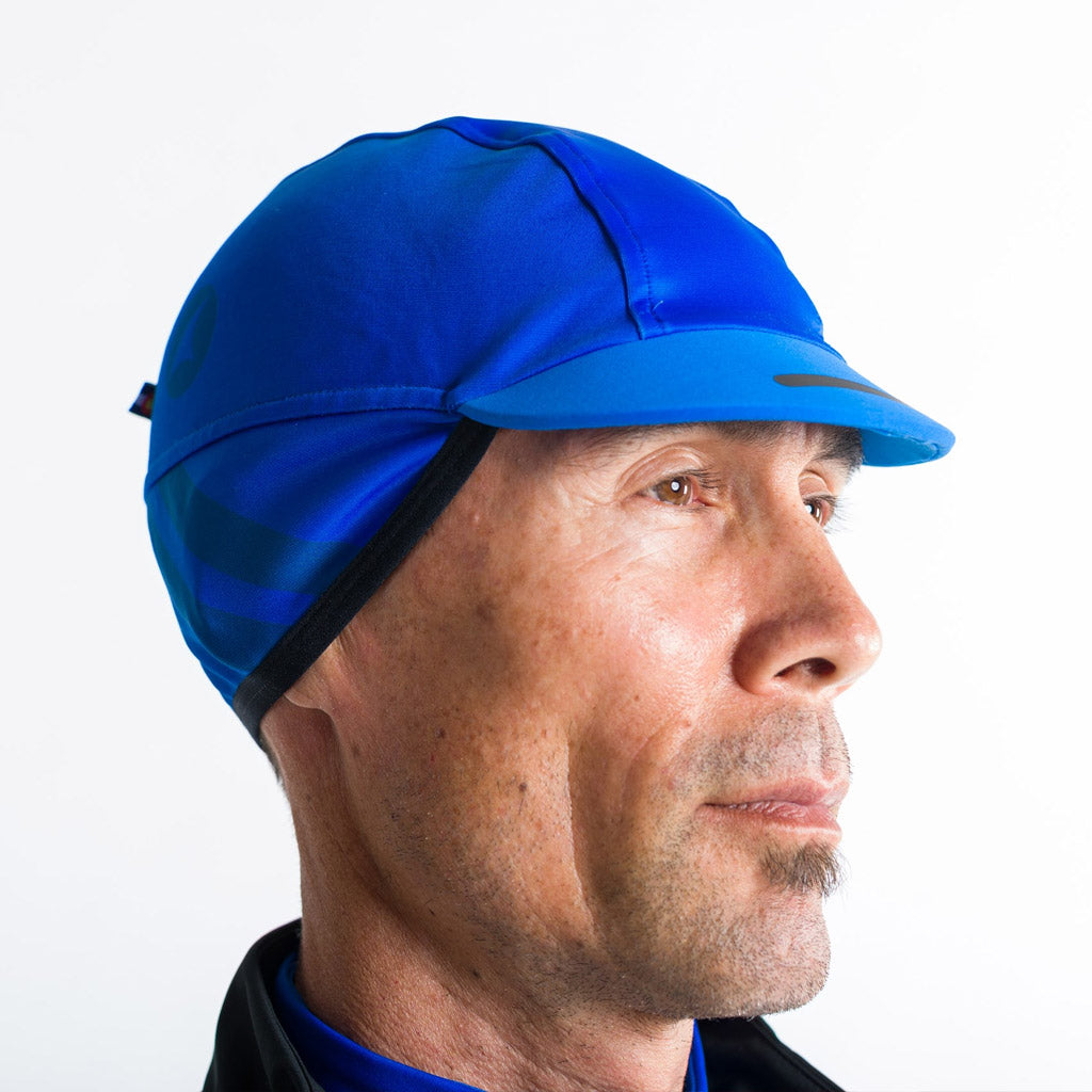 Blue Thermal Winter Cycling Cap for Wet Weather - Right View